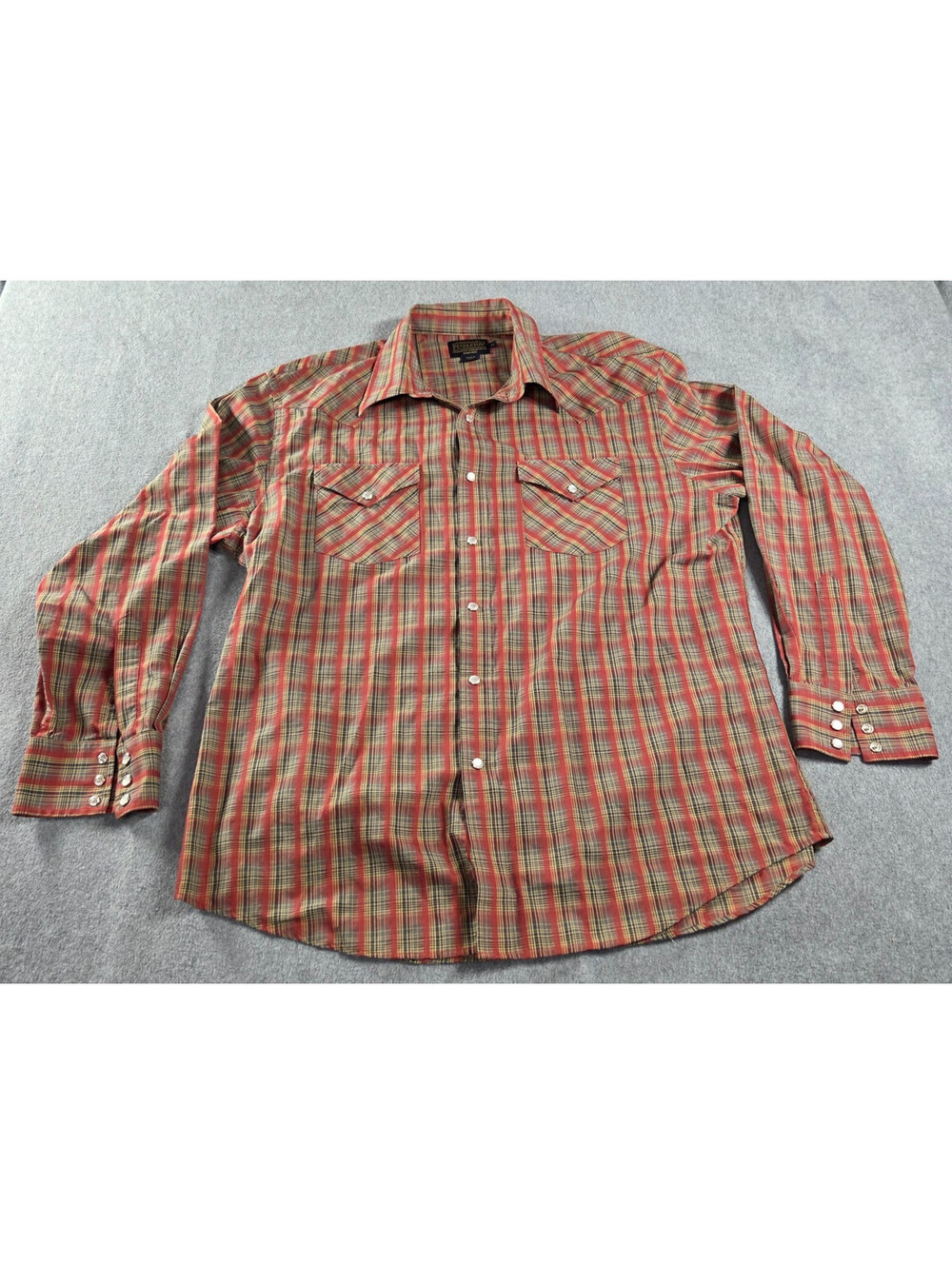 Pendleton Mens XL Western Pearl Snap Shirt Red Plaid Long Sleeve Cowboy
